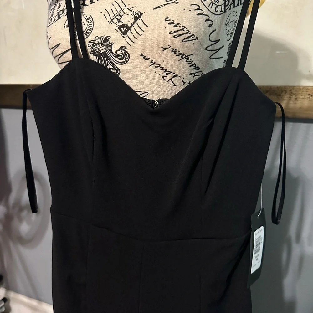 Bebe NWT jumpsuit. Black. Sexy slits up leg. Has stretch. Xs - Picture 3 of 6
